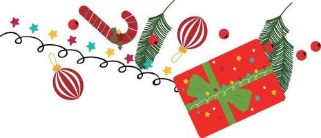 presente de Natal. guirlandas, bandeiras, etiquetas, bolhas, fitas e adesivos. coleção de ícones decorativos de feliz natal vetor
