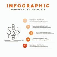 ecologia. monitoramento. poluição. pesquisar. modelo de infográficos de ciência para site e apresentação. ícone de linha cinza com ilustração vetorial de estilo infográfico laranja vetor