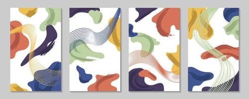Vector fundo de arte abstrata minimalista com manchas de aquarela e formas de doodle. design para tapeçarias, cartões postais, cartazes ou brochuras
