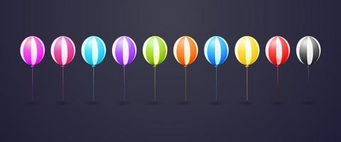 conjunto de coleção de balão colorido realista de elementos 3d vetor
