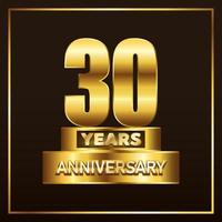 Troféu de logotipo de aniversário de 30 anos. design de emblema de celebração de aniversário de ouro para livreto, panfleto, revista, folheto, cartaz, web, convite ou cartão de felicitações. ilustração vetorial vetor