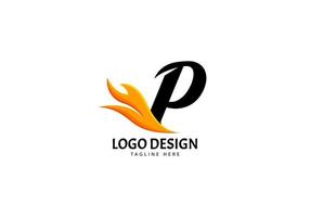 letra p fogo logotipo para marca ou empresa, conceito minimalista. vetor
