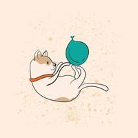 desenho animado de gato bebê jogando desenho animado de ilustração vetorial de personagem de balão vetor