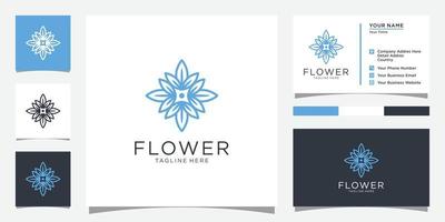 modelo de design de vetor de logotipo de flor com design de cartão de visita.