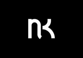 monograma da letra inicial nk, logotipo vetorial de design simples vetor
