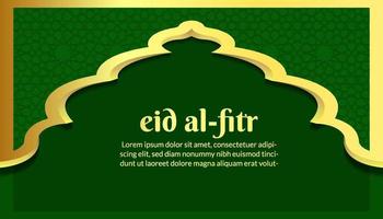 fundo islâmico realista eid mubarak com cor verde e dourada vetor