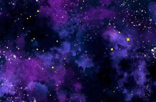 textura cósmica em aquarela pintada à mão com estrelas. espaço, céu noturno estrelado, ilustração vetorial de galáxia. vetor