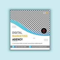 postagem de mídia social da agência de marketing digital, banner da web de marketing digital, design de folheto quadrado corporativo vetor