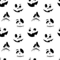 padrão sem emenda com abóboras de halloween de emoções em fundo branco. caretas para papel digital de scrapbook, impressão têxtil, preenchimento de página. ilustração vetorial vetor