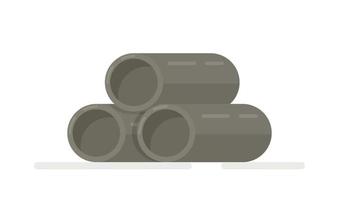 ilustração em vetor de tubos de concreto. uma pilha de tubos de metal fosco em um fundo branco.