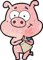 personagem de desenho animado de porco vetor