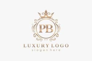 modelo de logotipo de luxo real de letra pb inicial em arte vetorial para restaurante, realeza, boutique, café, hotel, heráldica, joias, moda e outras ilustrações vetoriais. vetor