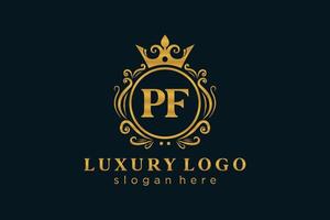 modelo de logotipo de luxo real de carta pf inicial em arte vetorial para restaurante, realeza, boutique, café, hotel, heráldica, joias, moda e outras ilustrações vetoriais. vetor