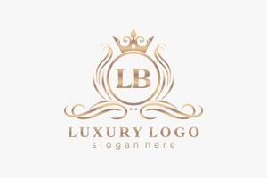 modelo de logotipo de luxo real de letra inicial lb em arte vetorial para restaurante, realeza, boutique, café, hotel, heráldica, joias, moda e outras ilustrações vetoriais. vetor