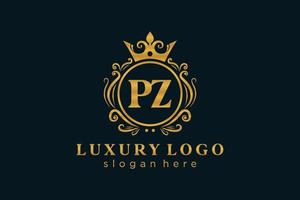 modelo de logotipo de luxo real de carta pz inicial em arte vetorial para restaurante, realeza, boutique, café, hotel, heráldica, joias, moda e outras ilustrações vetoriais. vetor