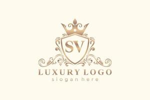 modelo de logotipo de luxo real de carta sv inicial em arte vetorial para restaurante, realeza, boutique, café, hotel, heráldica, joias, moda e outras ilustrações vetoriais. vetor