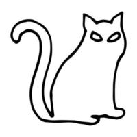 gráficos vetoriais de rabiscos de gato assustador isolados no fundo branco vetor
