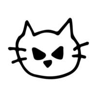 cara de gato em ilustração vetorial de estilo doodle isolada em branco vetor