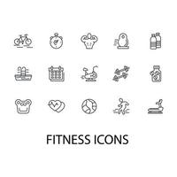 conjunto de ícones de fitness. elementos do vetor de símbolo de pacote de fitness para web infográfico