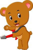 lindo urso tocando guitarra vetor