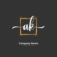 ak caligrafia inicial e design de logotipo de assinatura com círculo. logotipo manuscrito de design bonito para moda, equipe, casamento, logotipo de luxo. vetor
