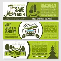 salve a natureza planeta terra proteção vetor banners