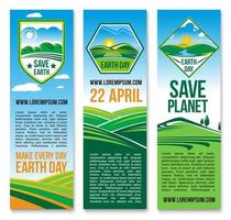 vetor banners do dia da terra para salvar a natureza do planeta