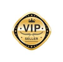 emblema dourado do vendedor vip, rótulo premium ou adesivo vetor