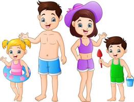 férias de verão com a família na praia vetor