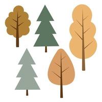 elementos do vetor de árvores de outono. elementos isolados em um fundo branco em estilo simples