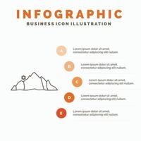 colina. paisagem. natureza. montanha. modelo de infográficos de cena para site e apresentação. ícone de linha cinza com ilustração vetorial de estilo infográfico laranja vetor