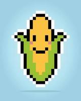 8 bits pixels de milho. vegetais para ativos de jogos em ilustração vetorial. vetor