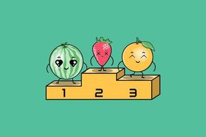 vetor de personagens de desenhos animados de frutas coloridas kawaii bonito conjunto com muitas expressões