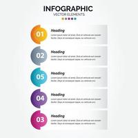 modelo de infográfico vertical de negócios. design de linha fina com números 5 opções ou etapas. vetor