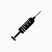 seringa. injeção. vacina. agulha. ícone de glifo de tiro. ilustração vetorial isolada vetor