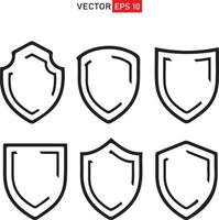 coleção de modelo de vetor de conjunto de ícones de escudo isolado. design de logotipo, ilustração vetorial editável de cor sile plana em fundo em branco