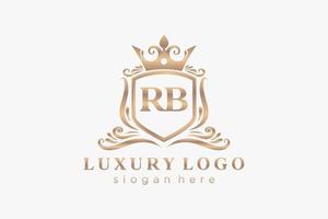 modelo de logotipo de luxo real carta inicial rb em arte vetorial para restaurante, realeza, boutique, café, hotel, heráldica, joias, moda e outras ilustrações vetoriais. vetor