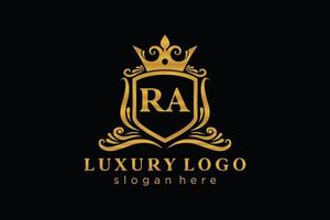 modelo de logotipo de luxo real de letra ra inicial em arte vetorial para restaurante, realeza, boutique, café, hotel, heráldica, joias, moda e outras ilustrações vetoriais. vetor