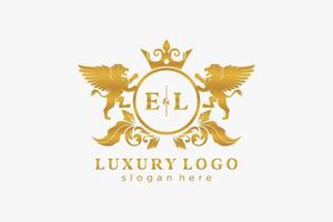 inicial el letter lion royal luxo logotipo modelo em arte vetorial para restaurante, realeza, boutique, café, hotel, heráldica, joias, moda e outras ilustrações vetoriais. vetor