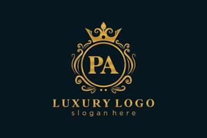 modelo de logotipo de luxo real carta inicial pa em arte vetorial para restaurante, realeza, boutique, café, hotel, heráldica, joias, moda e outras ilustrações vetoriais. vetor