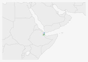 mapa do djibuti destacado nas cores da bandeira do djibuti vetor