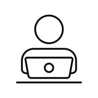 ilustração de ícone de linha de pessoas na frente do laptop. ilustração de ícone relacionada ao operador, trabalhe em casa. design vetorial simples editável. vetor