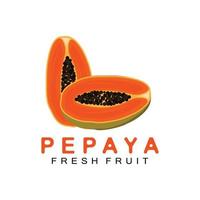 logotipo de mamão de design de fruta laranja texturizado, vetor de rótulo de produto de marca de mamão, mercado de frutas