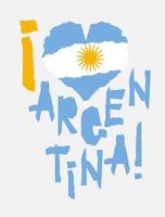 amo argentina, américa. bandeira nacional vintage em silhueta de estilo de textura grunge de papel rasgado de coração. fundo do dia da independência. boa ideia para distintivo retrô, banner, design gráfico de t-shirt. vetor