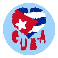 amo Cuba, América. bandeira nacional vintage em silhueta de estilo de textura grunge de papel rasgado de coração. fundo do dia da independência. boa ideia para distintivo retrô, banner, design gráfico de t-shirt. vetor
