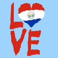 amo o paraguai, américa. bandeira nacional vintage em silhueta de estilo de textura grunge de papel rasgado de coração. fundo do dia da independência. boa ideia para distintivo retrô, banner, design gráfico de t-shirt. vetor