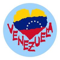 amo venezuela, américa. bandeira nacional vintage em silhueta de estilo de textura grunge de papel rasgado de coração. fundo do dia da independência. boa ideia para distintivo retrô, banner, design gráfico de t-shirt. vetor