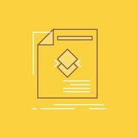 de Anúncios. propaganda. folheto. revista. ícone de página cheia de linha plana. botão de logotipo bonito sobre fundo amarelo para ui e ux. site ou aplicativo móvel vetor