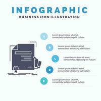 certificado. grau. Educação. prêmio. modelo de infográficos de acordo para site e apresentação. ícone de glifo cinza com ilustração em vetor estilo infográfico azul.