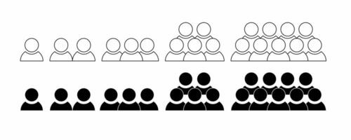 contorno silhueta grupo de ícone de pessoas isolado no fundo branco vetor